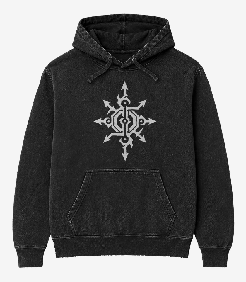 Poleron Canguro Acid Wash Negro de Gloryhammer Logo
