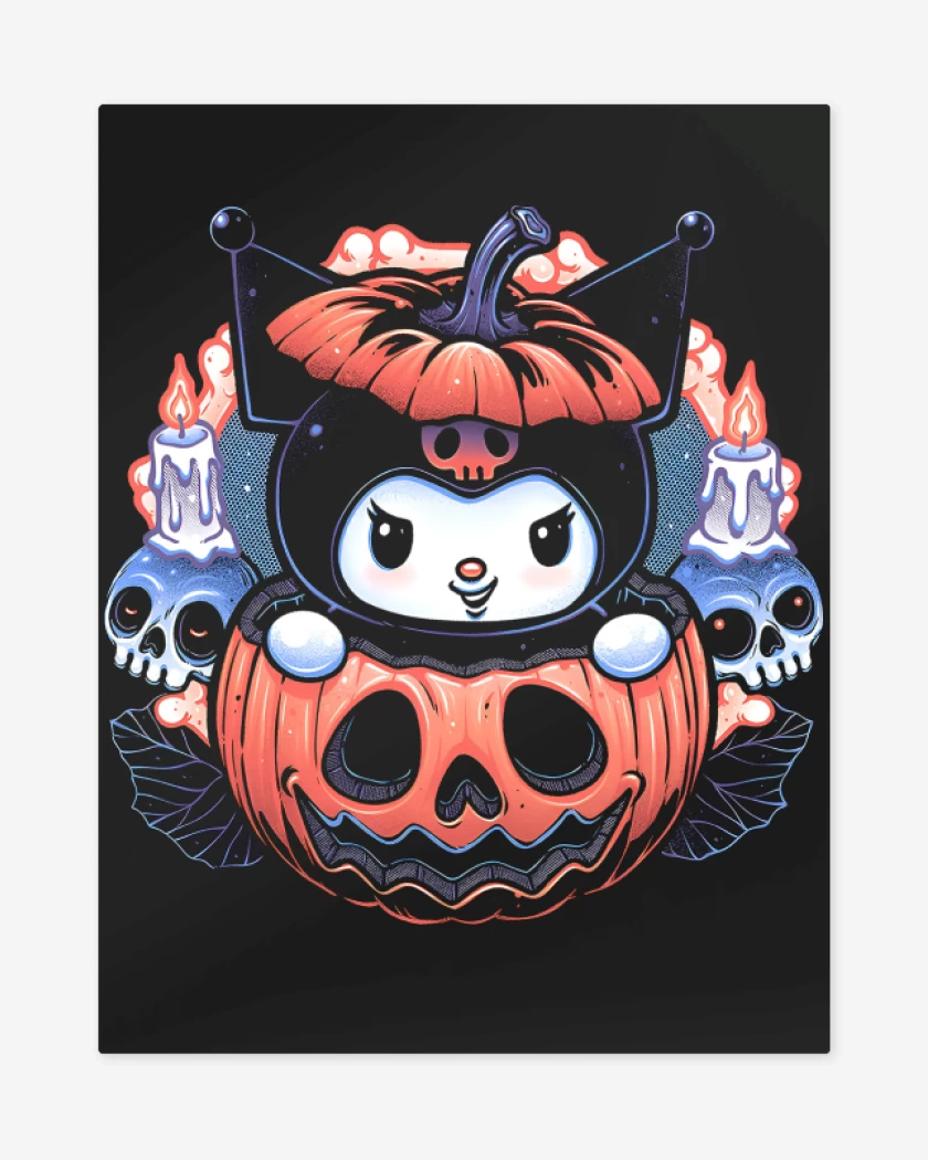 Print metalico Negro de Kuromi Halloween