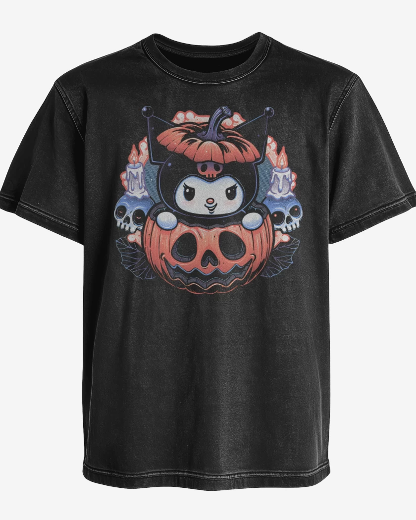Polera desgastada Kuromi Halloween