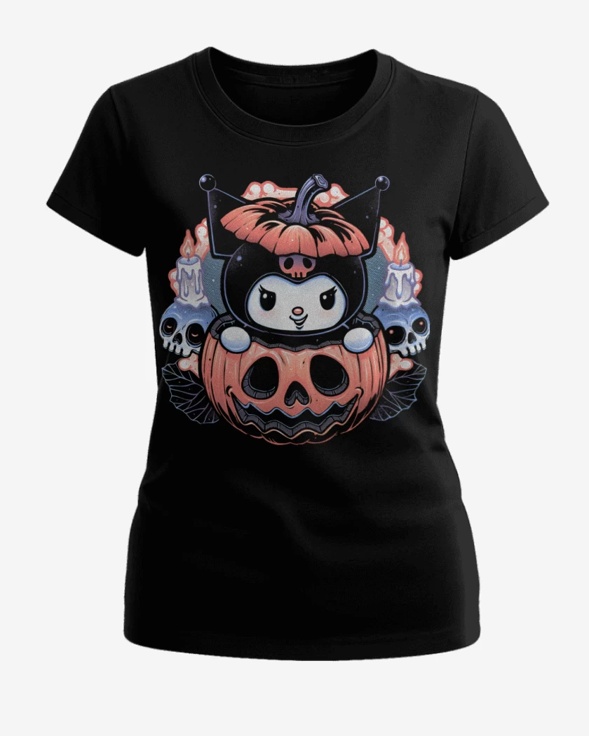 Polera de Mujer Negro de Kuromi Halloween