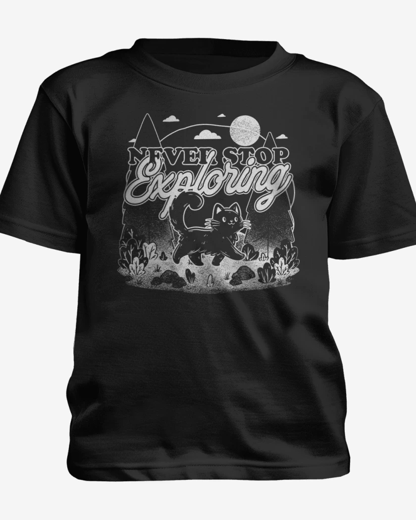 Polera de niño Negro de Gatito Explorador
