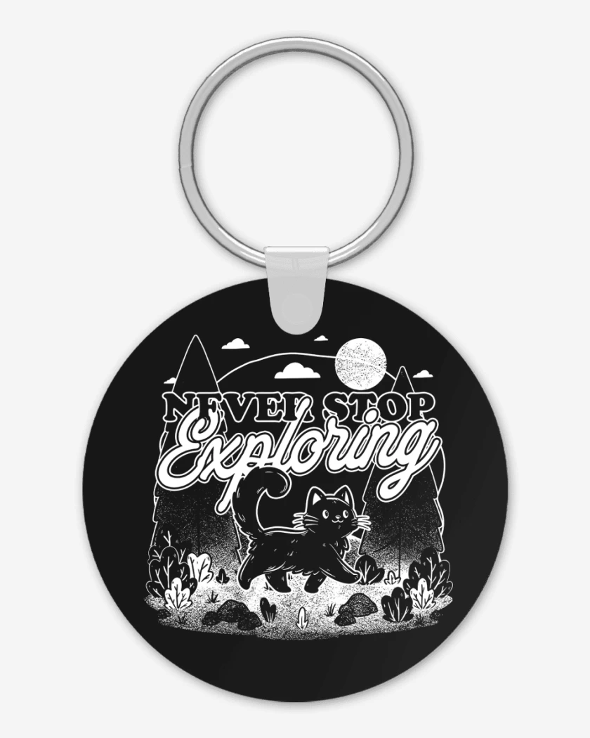Llavero Negro de Gatito Explorador
