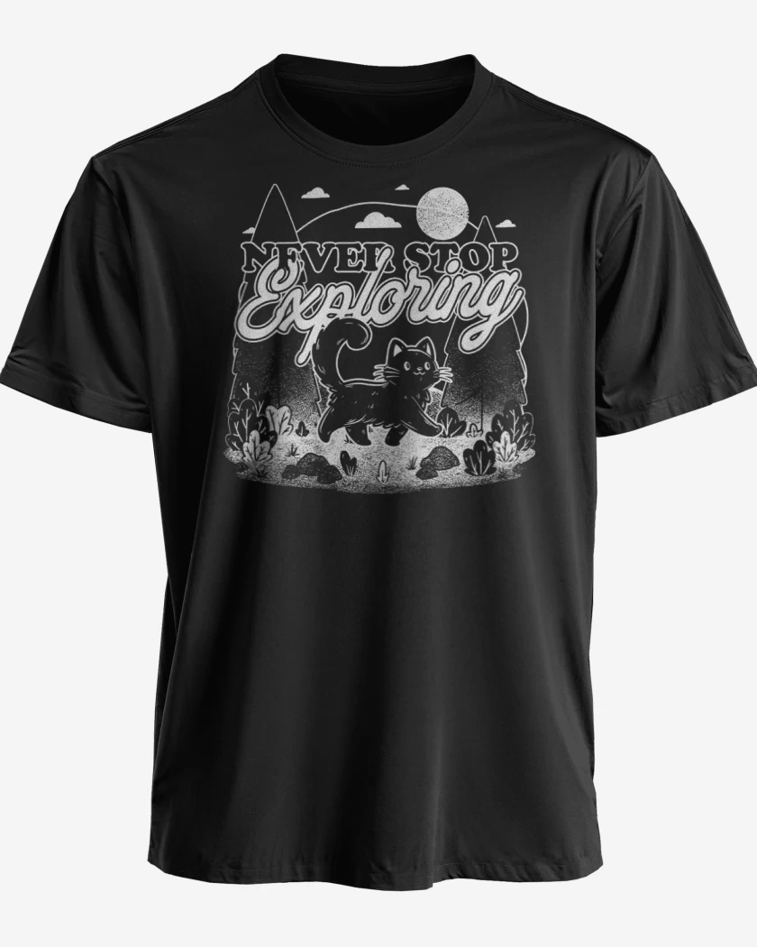 Polera premium Negro de Gatito Explorador