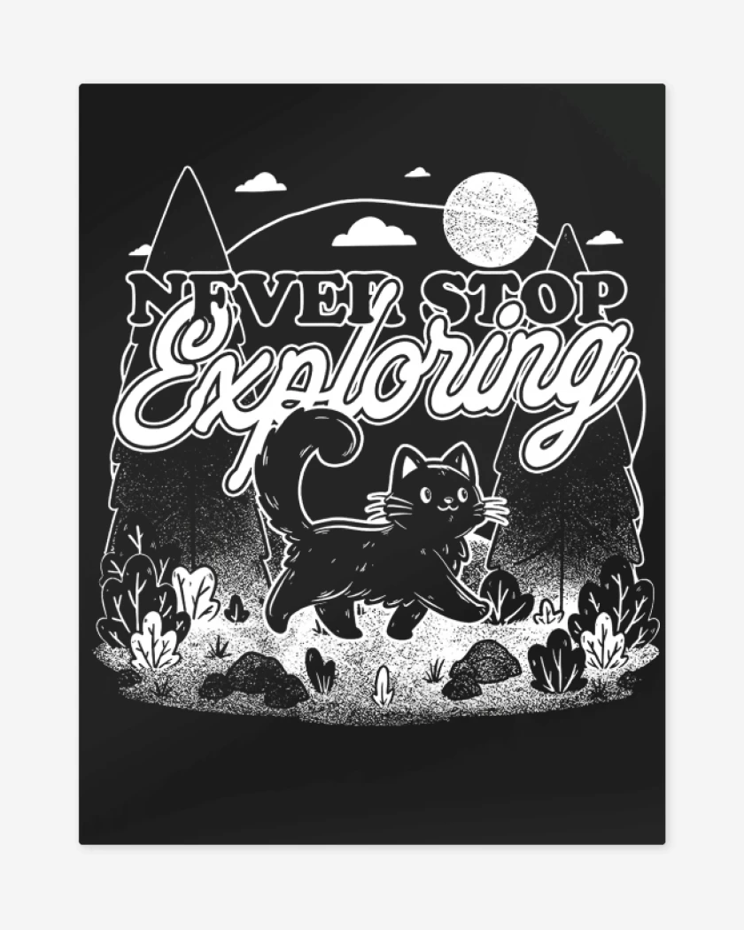 Print metalico Negro de Gatito Explorador