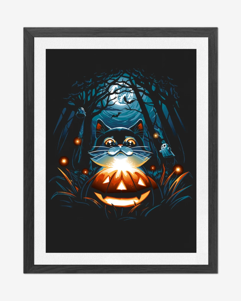 Cuadro decorativo Negro de Gatito Halloween