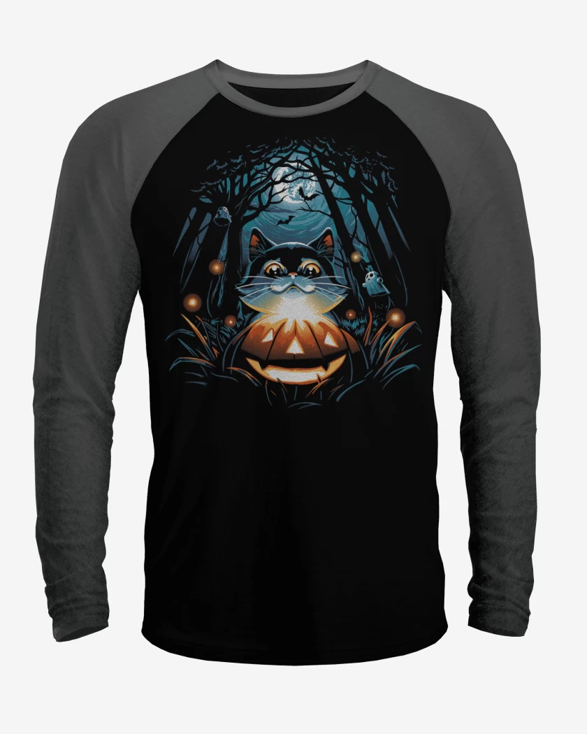 Polera Raglan Gatito Halloween