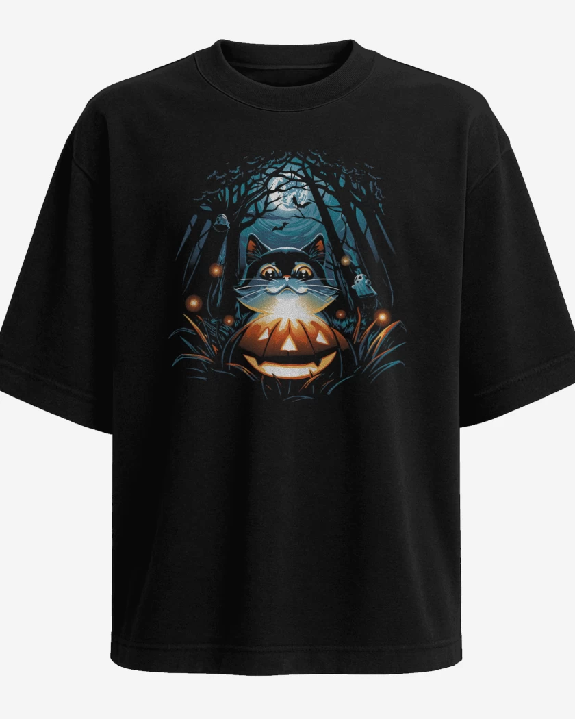 Polera Oversize Gatito Halloween