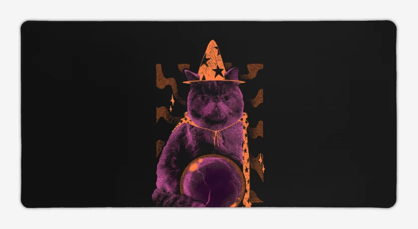 Mouse pad Gamer Negro de Gatito Adivino