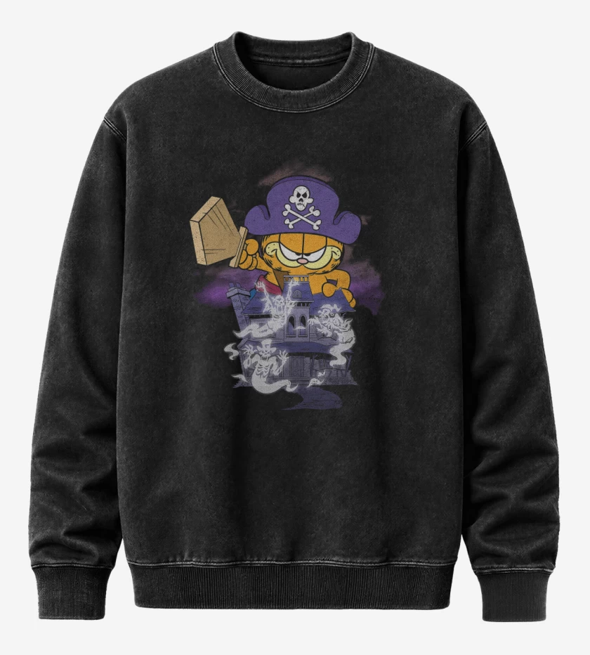 Poleron Polo Acid Wash Negro de Capitán Garfield