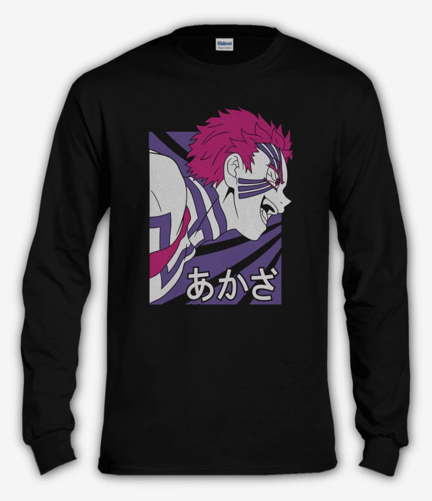 Polera manga larga Negro de Akaza Demon