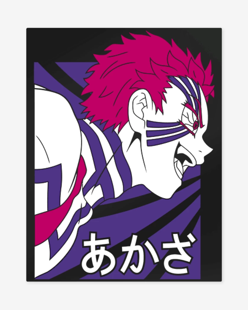 Print metalico Negro de Akaza Demon