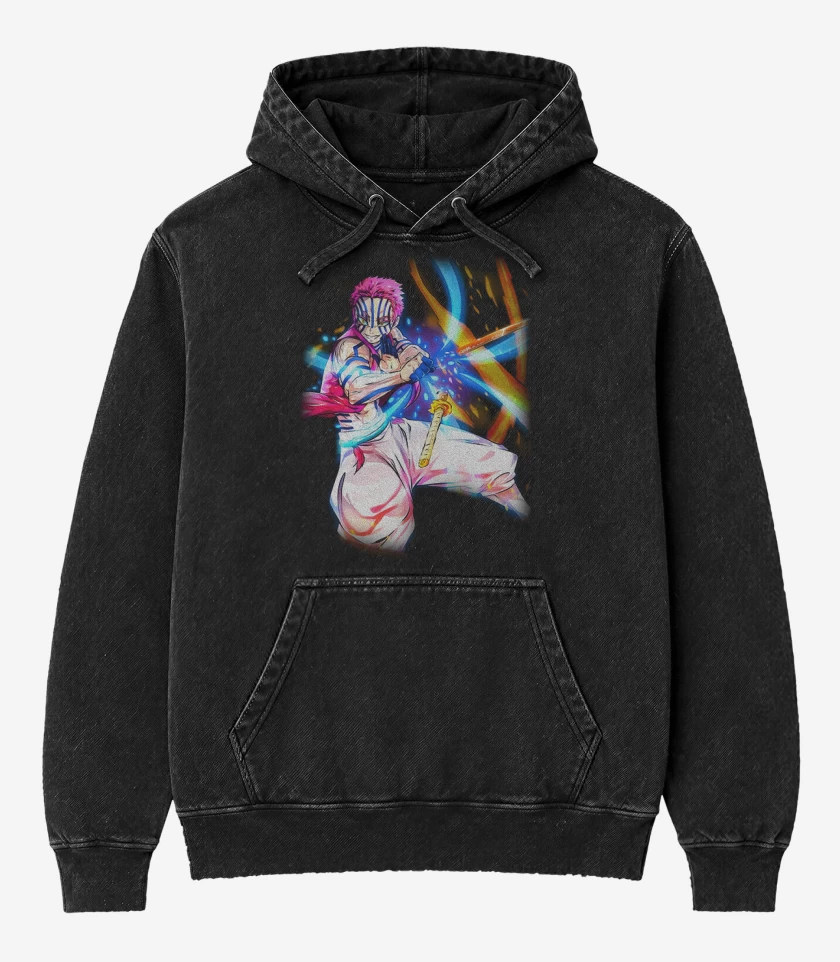 Poleron Canguro Acid Wash Negro de Akaza 