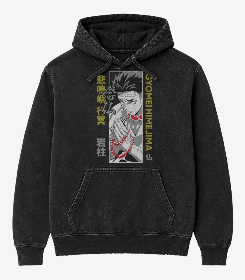 Poleron Canguro Acid Wash Negro de Pilar Gyomei