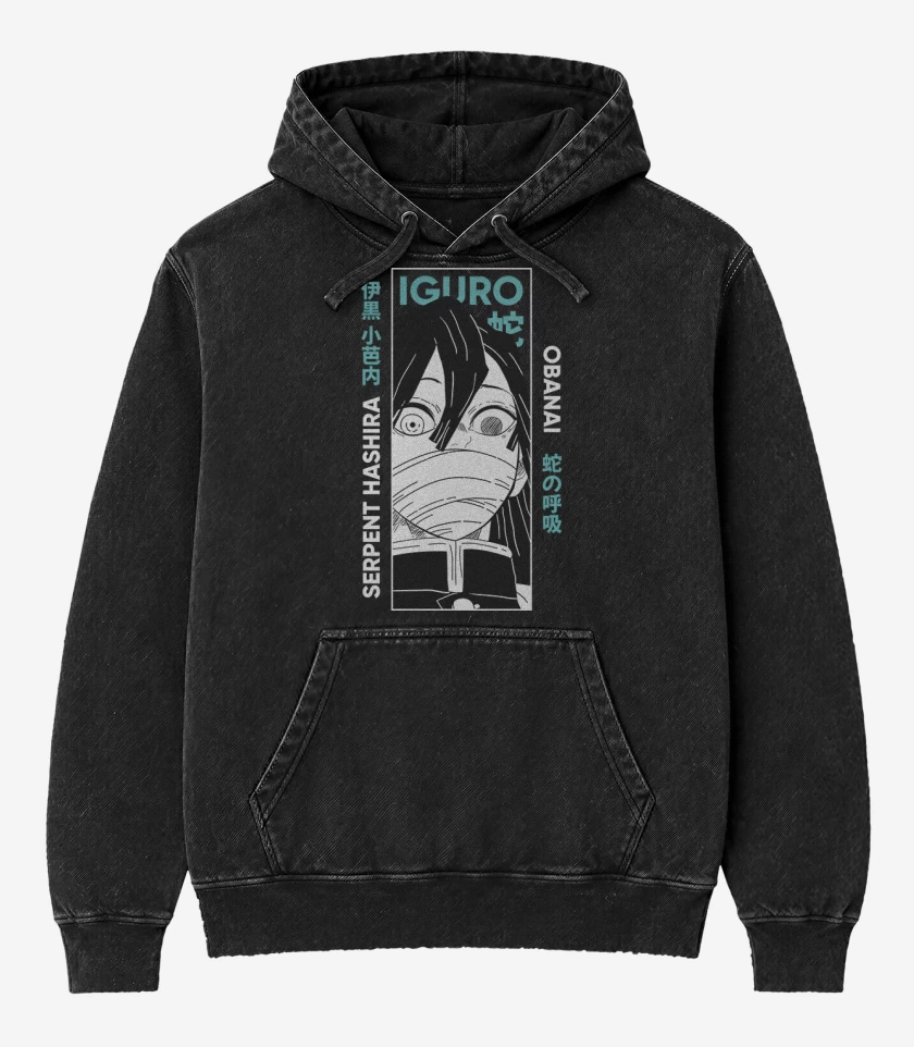 Poleron Canguro Acid Wash Negro de Pilar Iguro