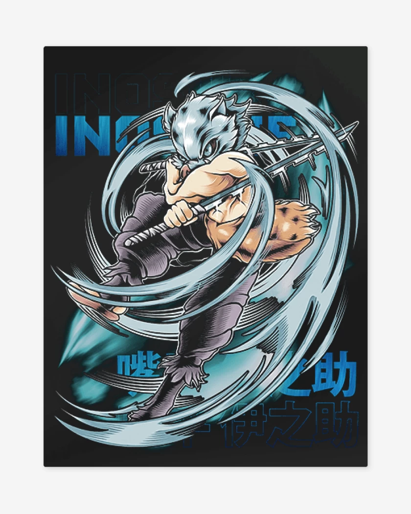 Print metalico Negro de Inosuke hashibira bestia