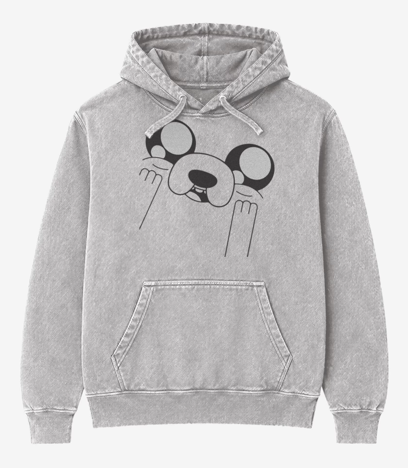 Poleron Canguro Acid Wash Gris Melange de Jake 3