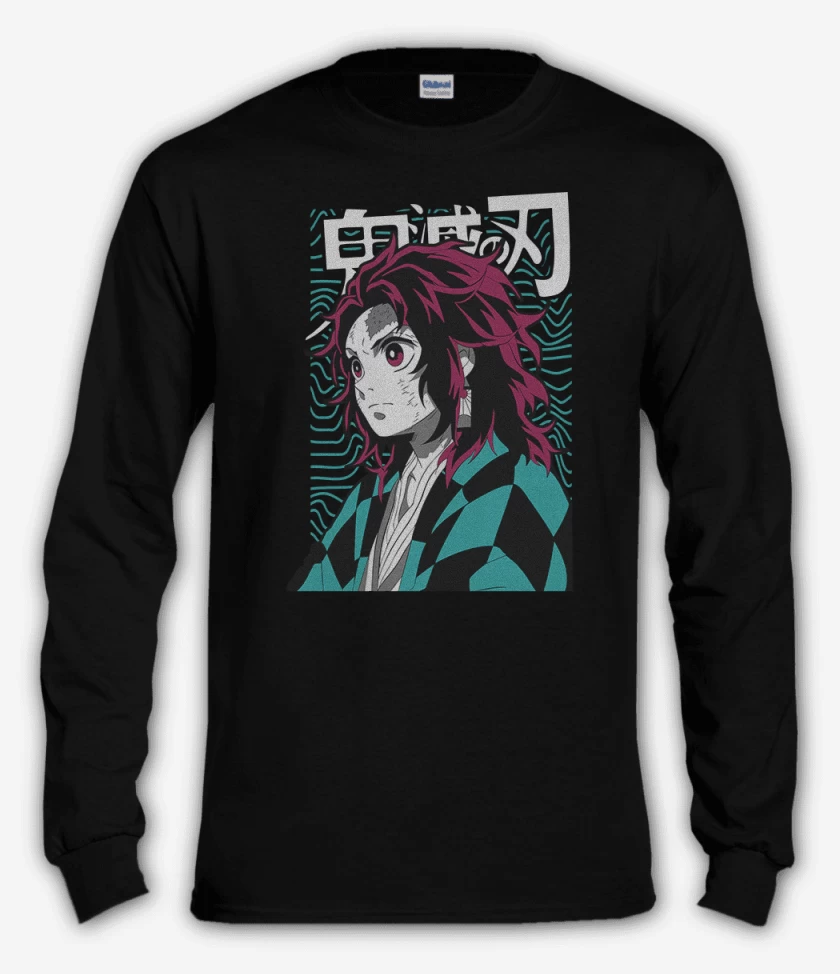 Polera manga larga Negro de Joven Tanjiro