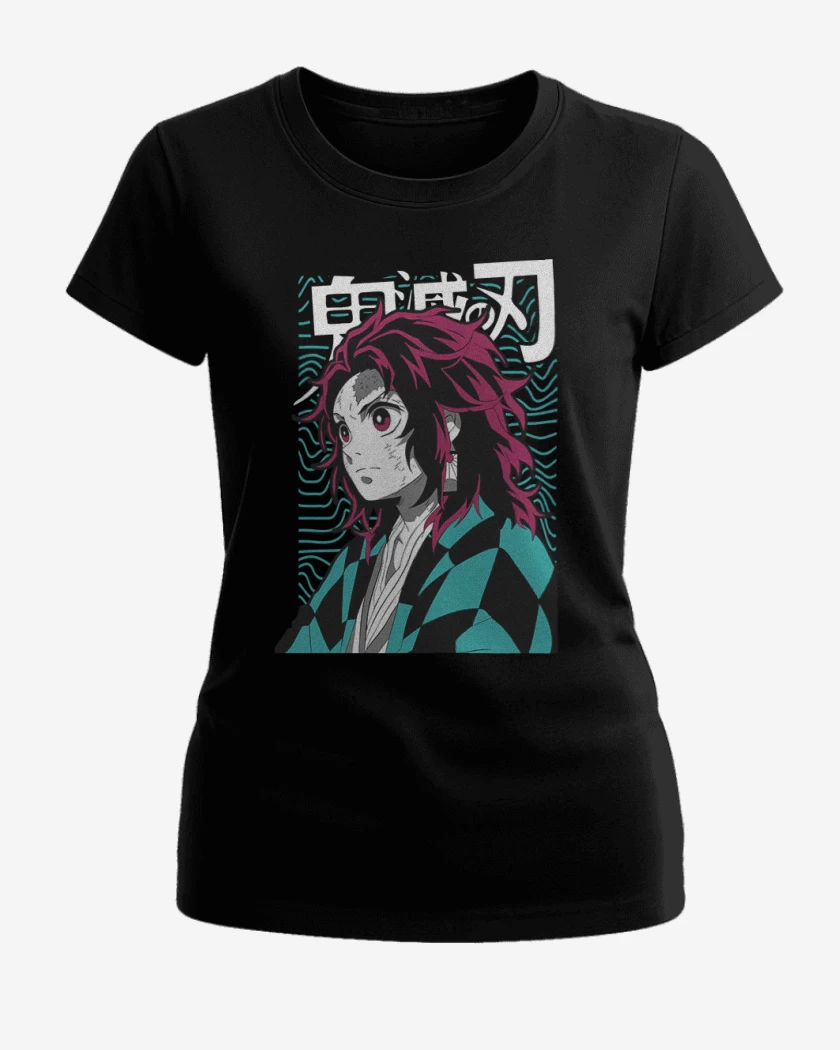 Polera de Mujer Negro de Joven Tanjiro