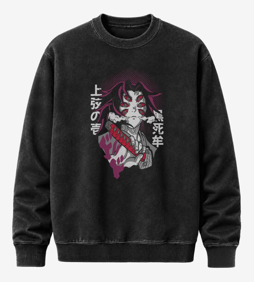 Poleron Polo Acid Wash Negro de KOKUSHIBO DEMON