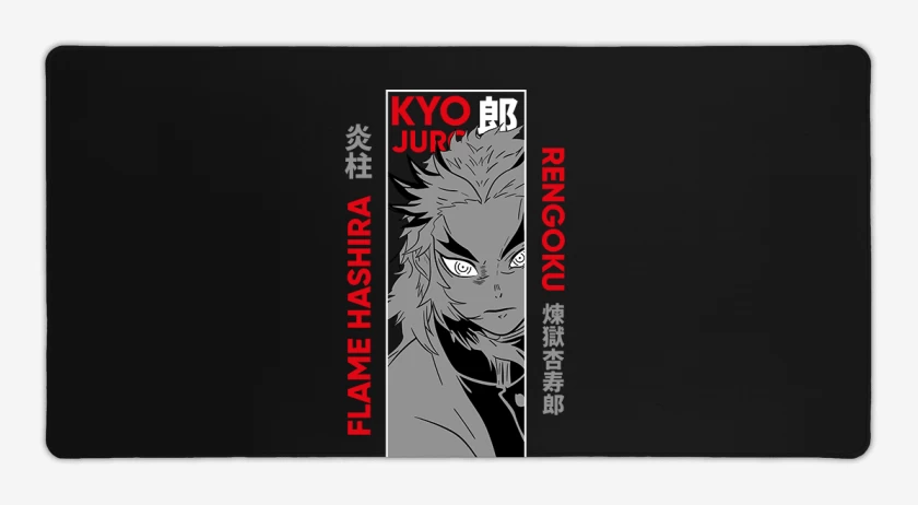 Mouse pad Gamer Negro de Kyojuro Rengoku 