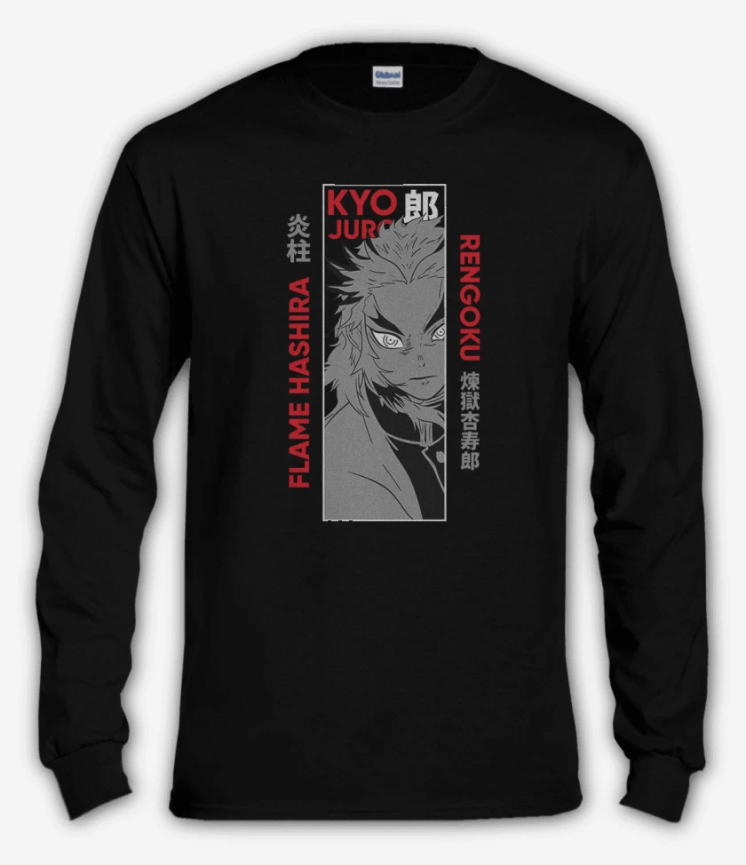 Polera manga larga Negro de Kyojuro Rengoku 