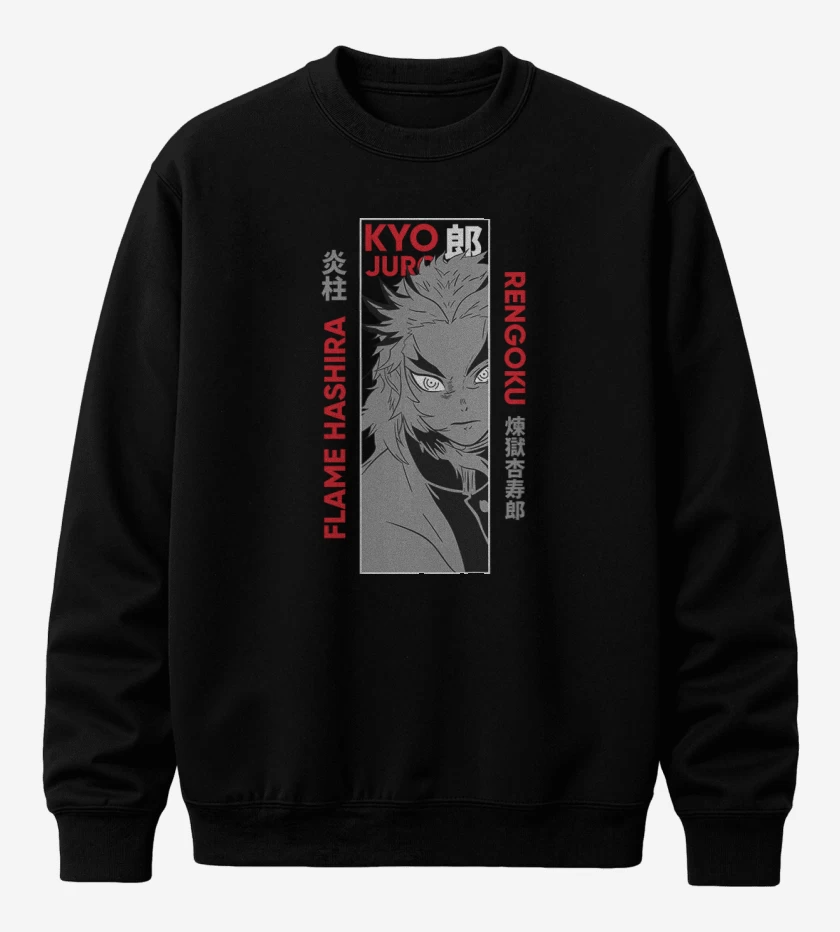 Poleron polo Negro de Kyojuro Rengoku 