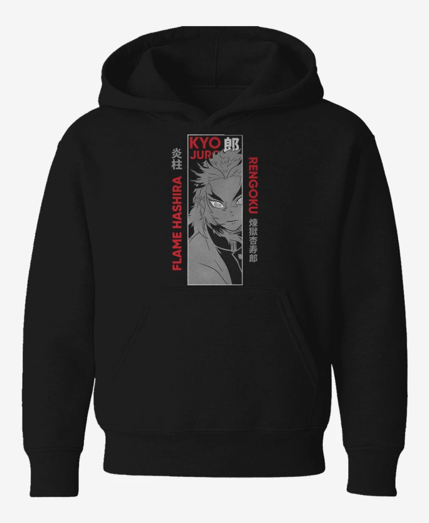 Poleron de niño Negro de Kyojuro Rengoku 
