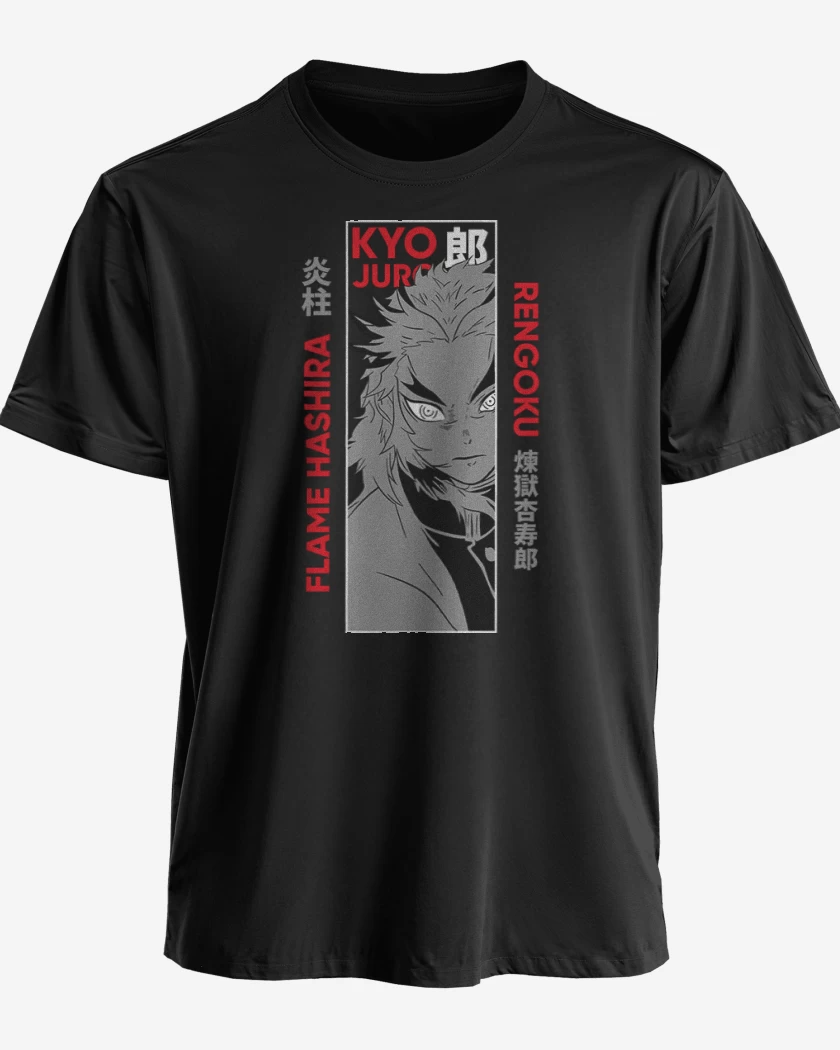 Polera premium Negro de Kyojuro Rengoku 