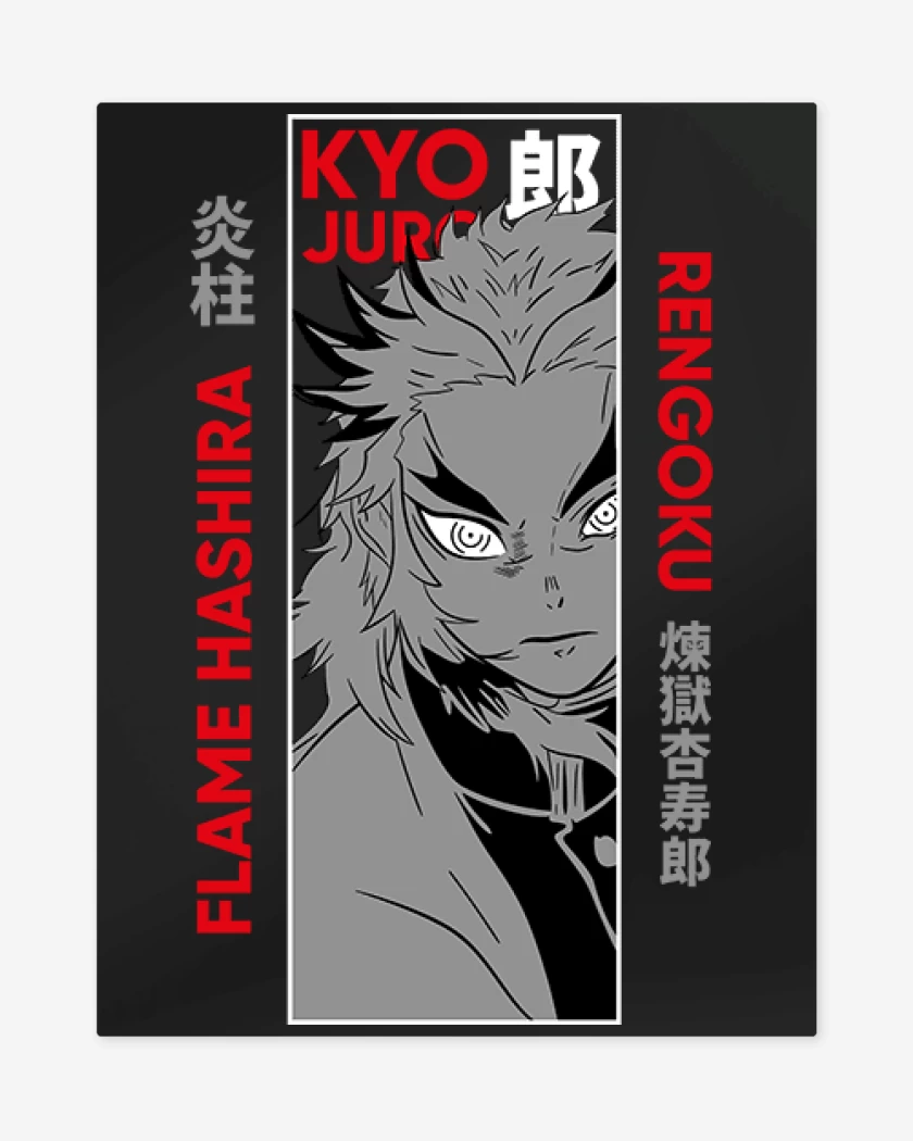 Print metalico Negro de Kyojuro Rengoku 