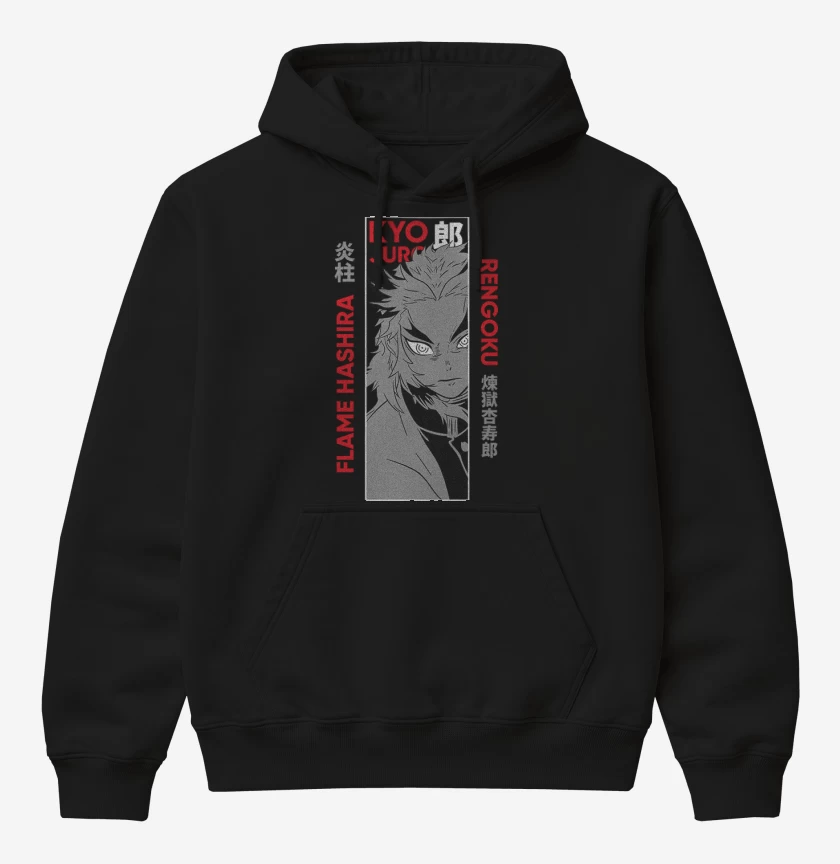 Poleron Canguro básico Negro de Kyojuro Rengoku 