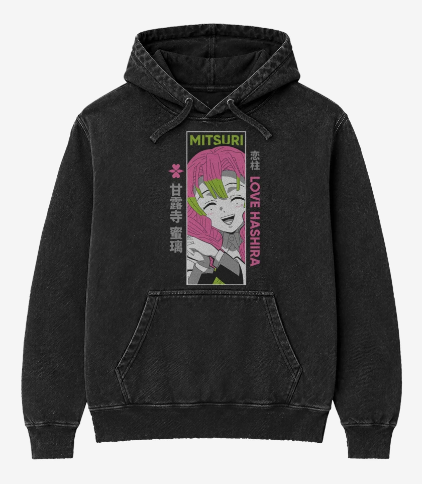 Poleron Canguro Acid Wash Negro de Mitsuri Pilar