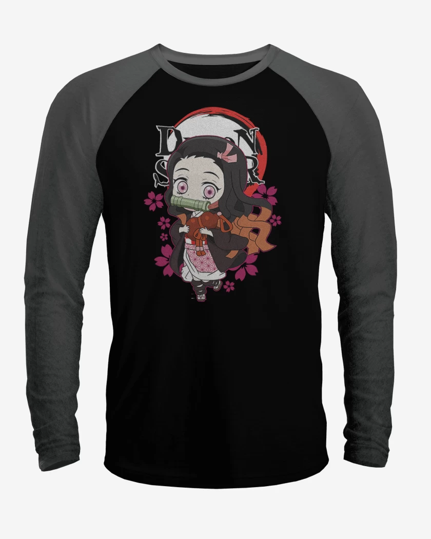Polera Raglan Negro / Negro Heather de Nezuko Chivi