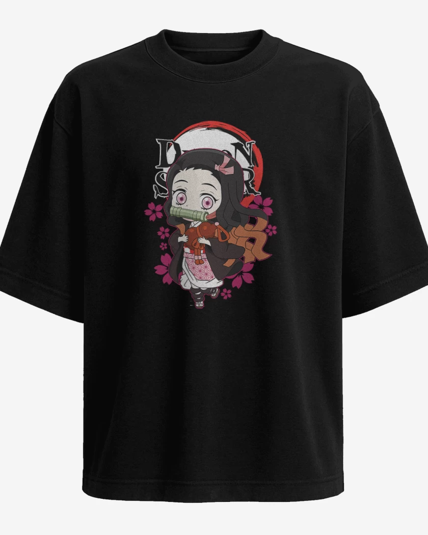 Polera Oversize Negro de Nezuko Chivi