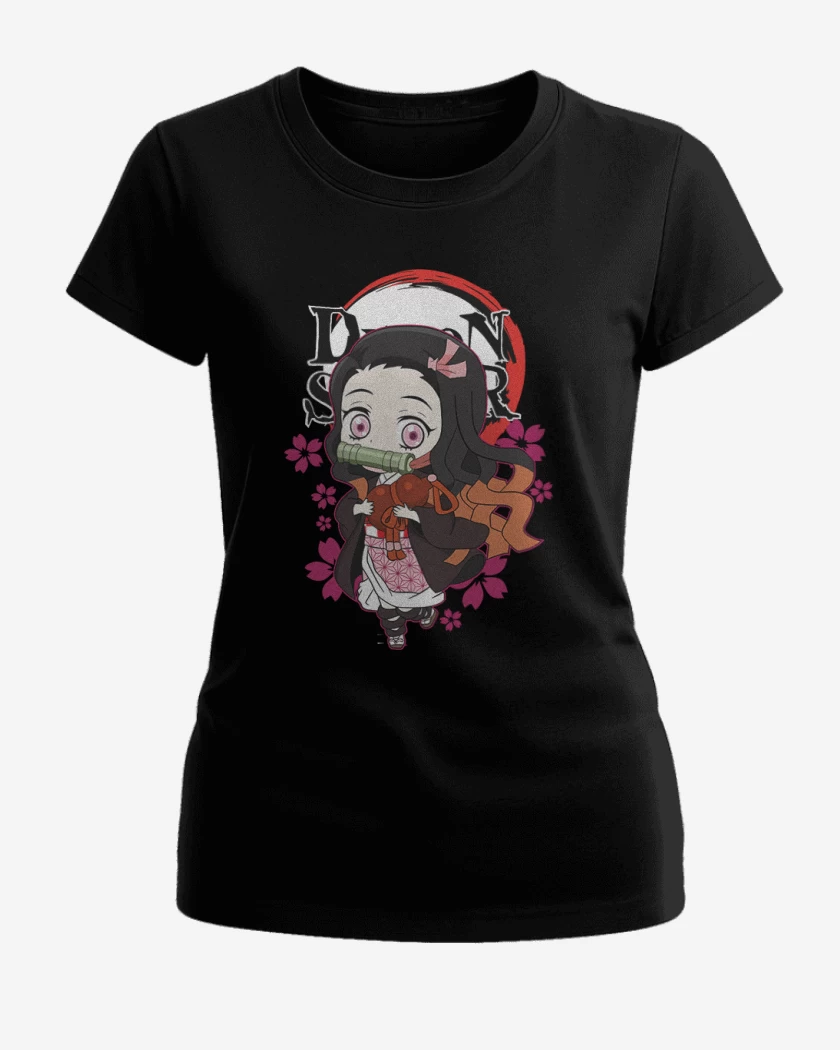 Polera de Mujer Negro de Nezuko Chivi