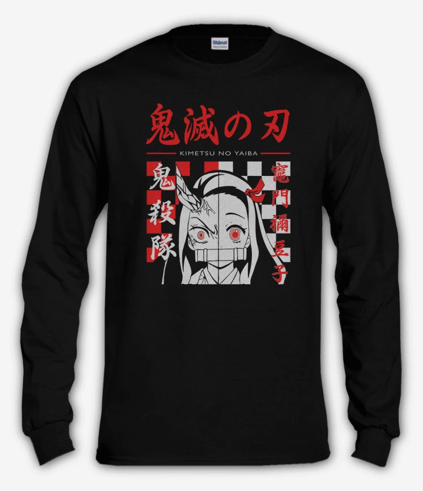 Polera manga larga Negro de Nezuko demon