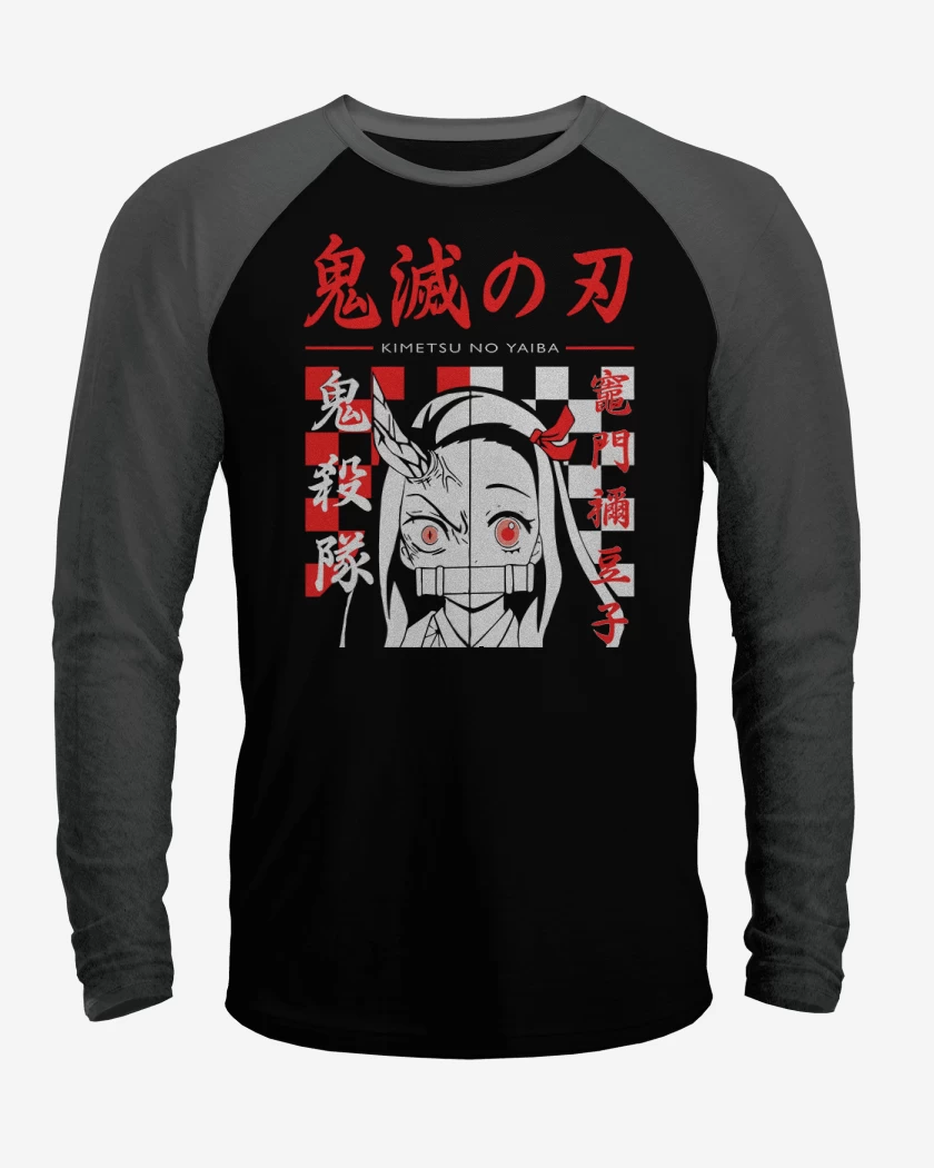 Polera Raglan Negro / Negro Heather de Nezuko demon