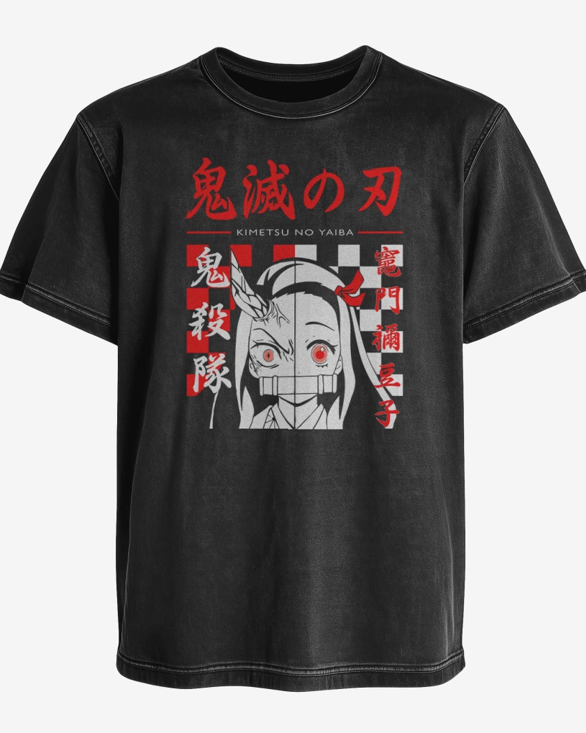 Polera desgastada Negro de Nezuko demon