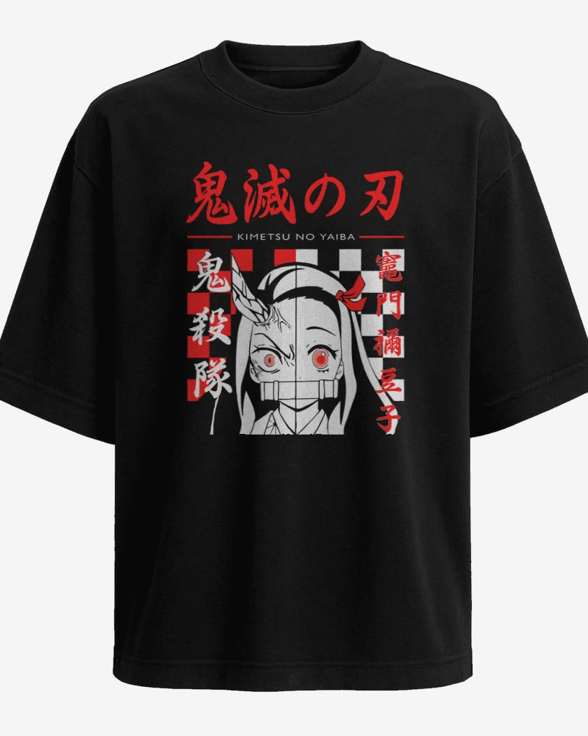 Polera Oversize Negro de Nezuko demon
