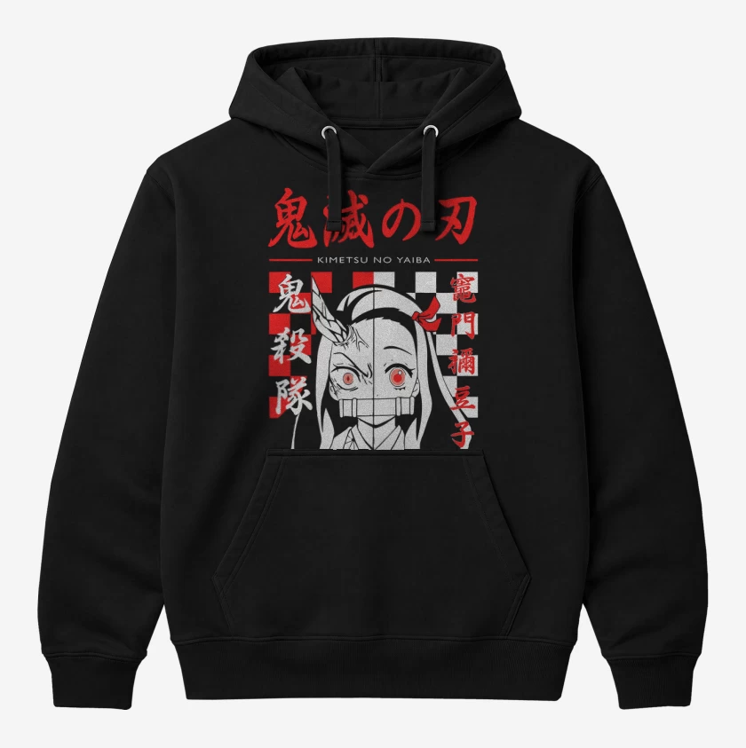 Polerón Canguro Negro de Nezuko demon