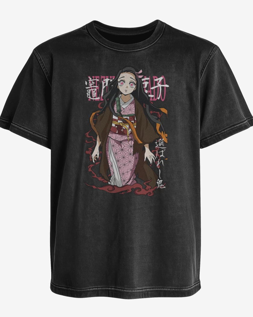 Polera desgastada Negro de Nezuko kamado 2
