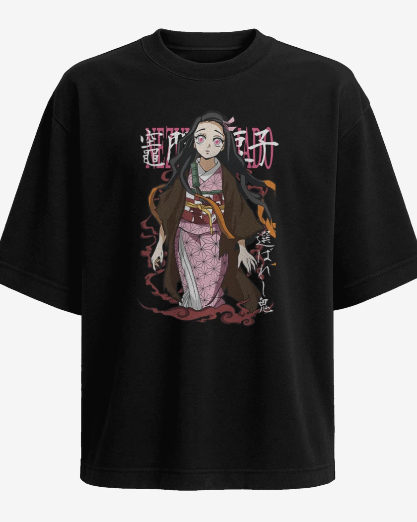 Polera Oversize Negro de Nezuko kamado 2