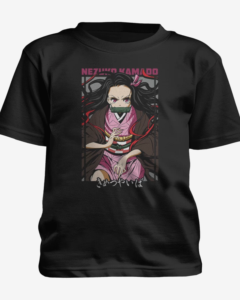 Polera de niño Negro de Nezuko Kamado demon