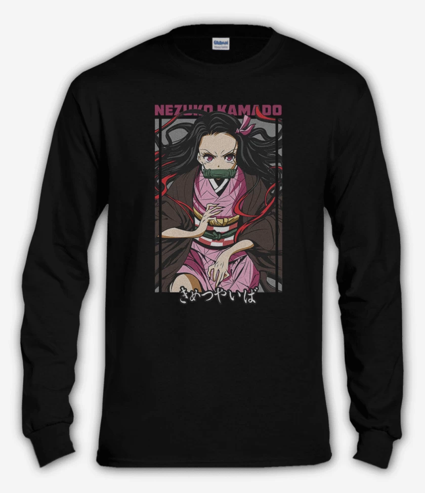Polera manga larga Negro de Nezuko Kamado demon