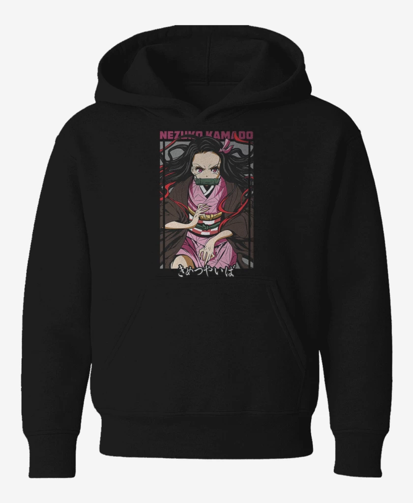Poleron de niño Negro de Nezuko Kamado demon