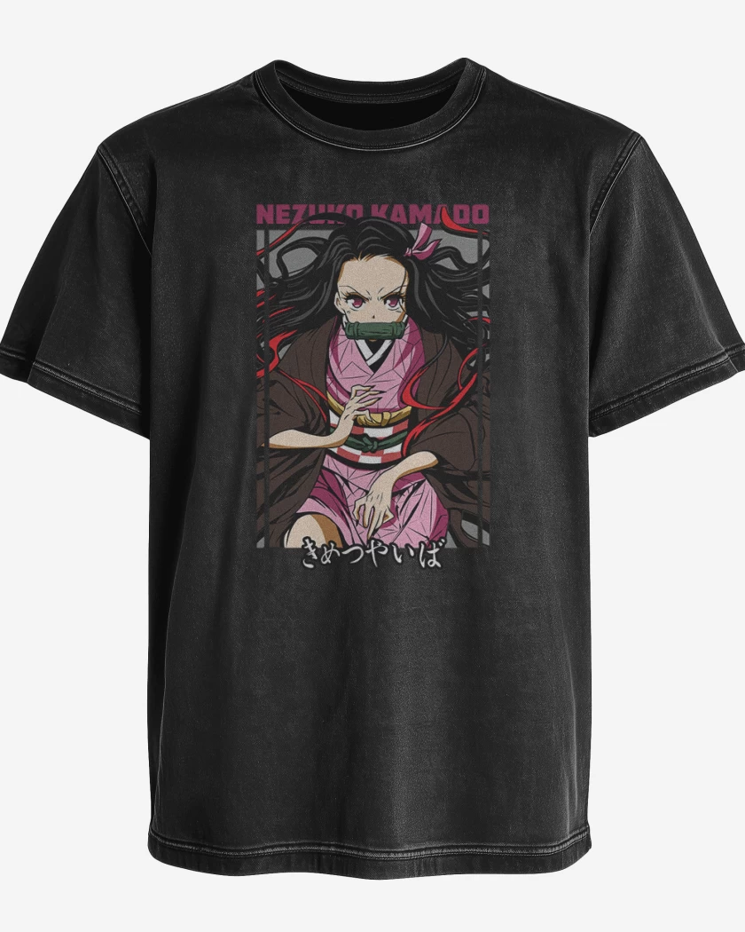 Polera desgastada Negro de Nezuko Kamado demon