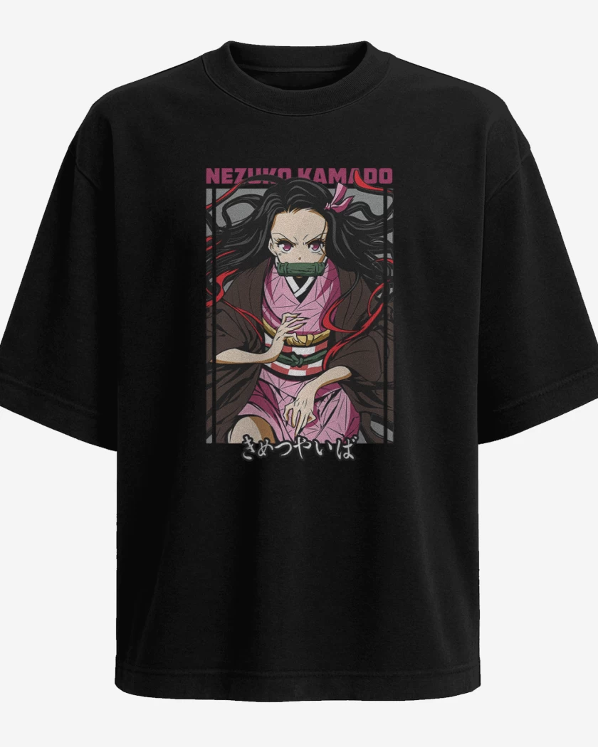 Polera Oversize Negro de Nezuko Kamado demon