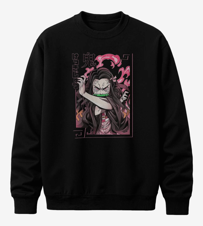 Poleron polo Negro de Nezuko Kimetsu no yaiba