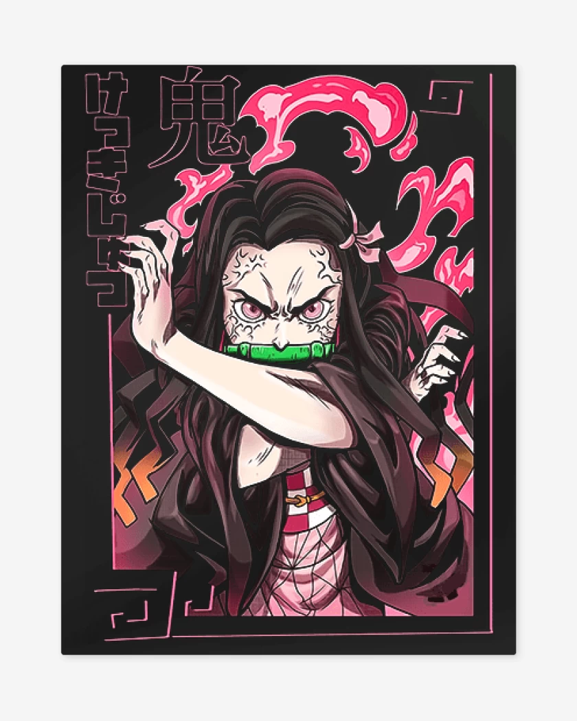Print metalico Negro de Nezuko Kimetsu no yaiba