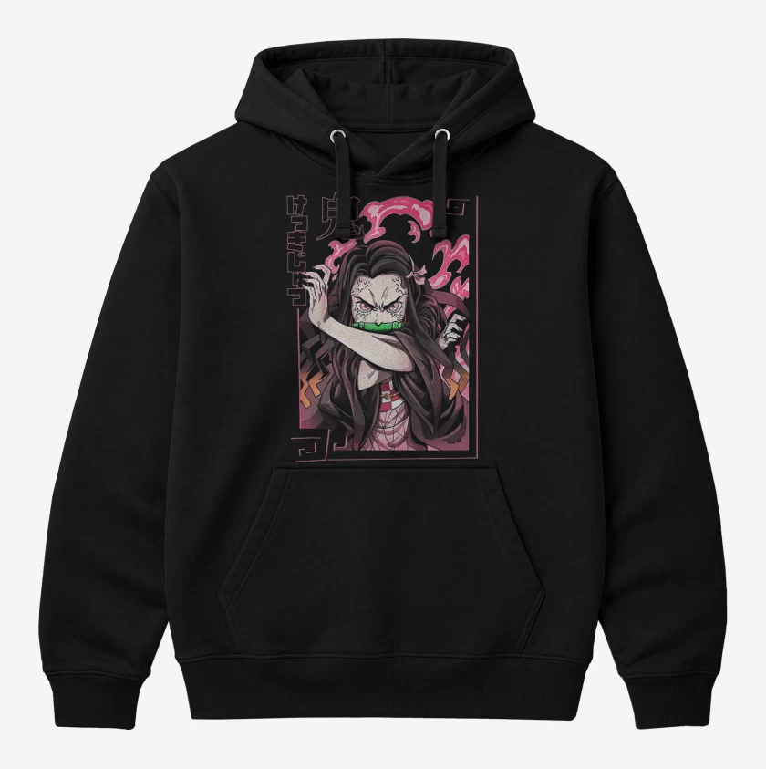 Polerón Canguro Negro de Nezuko Kimetsu no yaiba