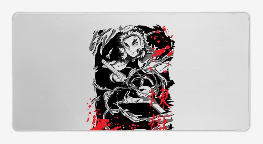 Mouse pad Gamer Blanco de Rengoku pilar de fuego